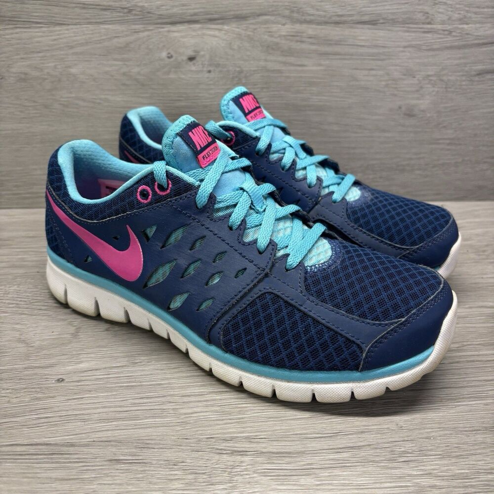 Nike Womens Flex 2013 Run 580440-403 Blue Pink Running Shoes Sneakers Size 8